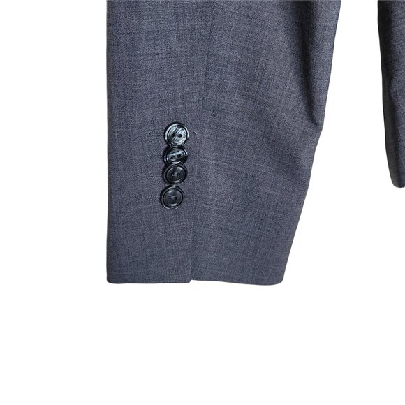 346 Brooks Brothers Gray Blazer One Button Shoulder Pads Faux Pockets Size 10 - Picture 5 of 7